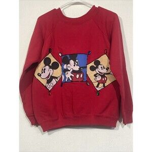 Vintage Homemade Disney’s Mickey Mouse Red Sweatshirt Unisex Size Large